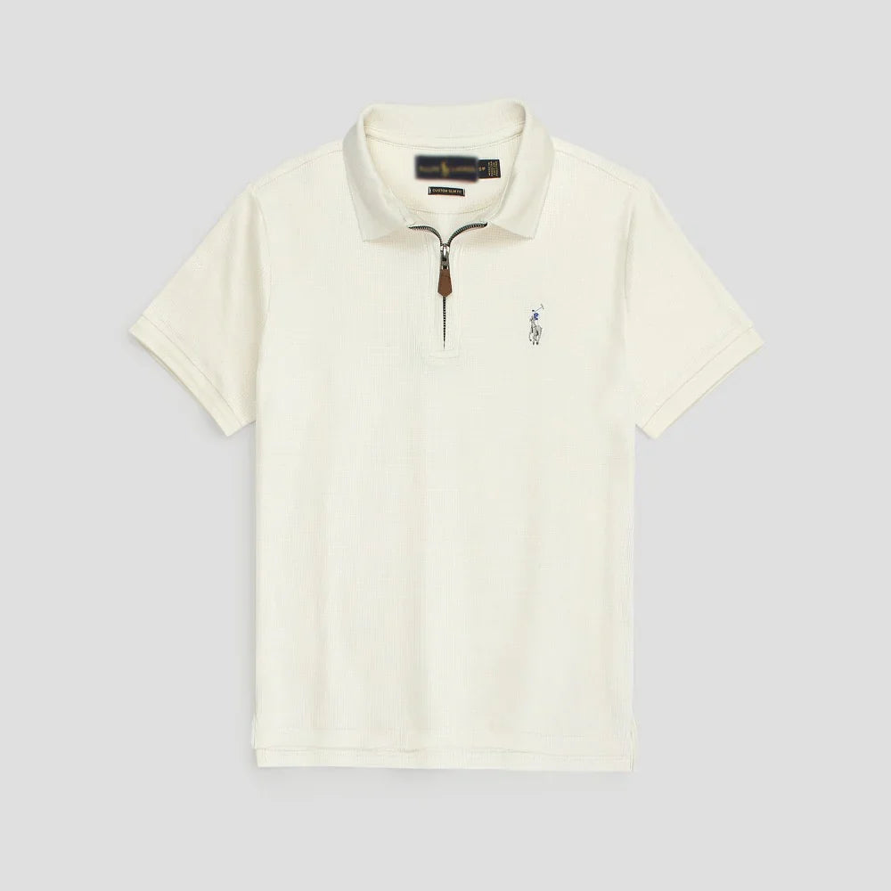 RL PREMIUM MEN'S MULTI ZIPPER POLO SHIRT (OFF-WHITE)