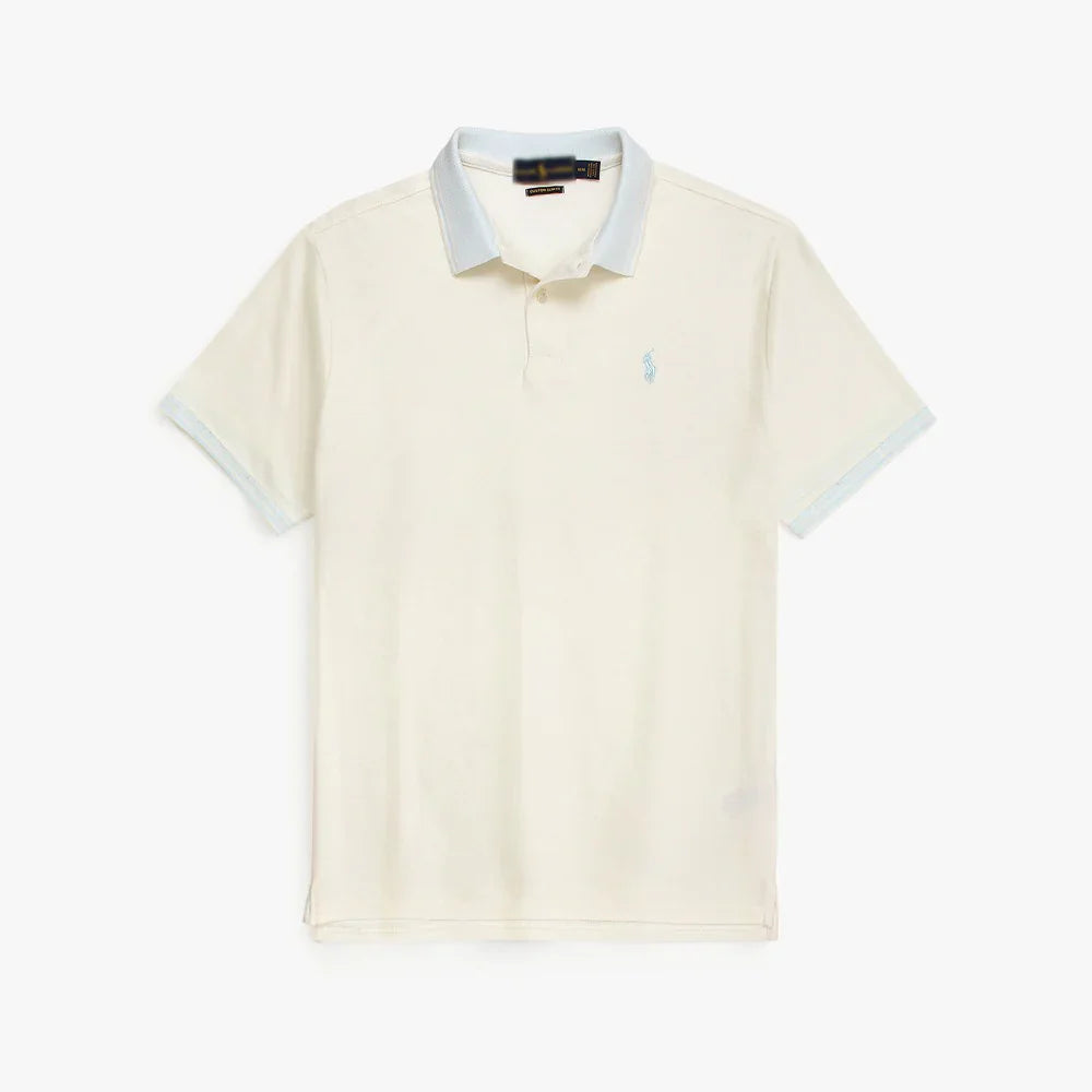 RL PREMIUM S/P JACQUARD COLLAR POLO (OFF-WHITE)