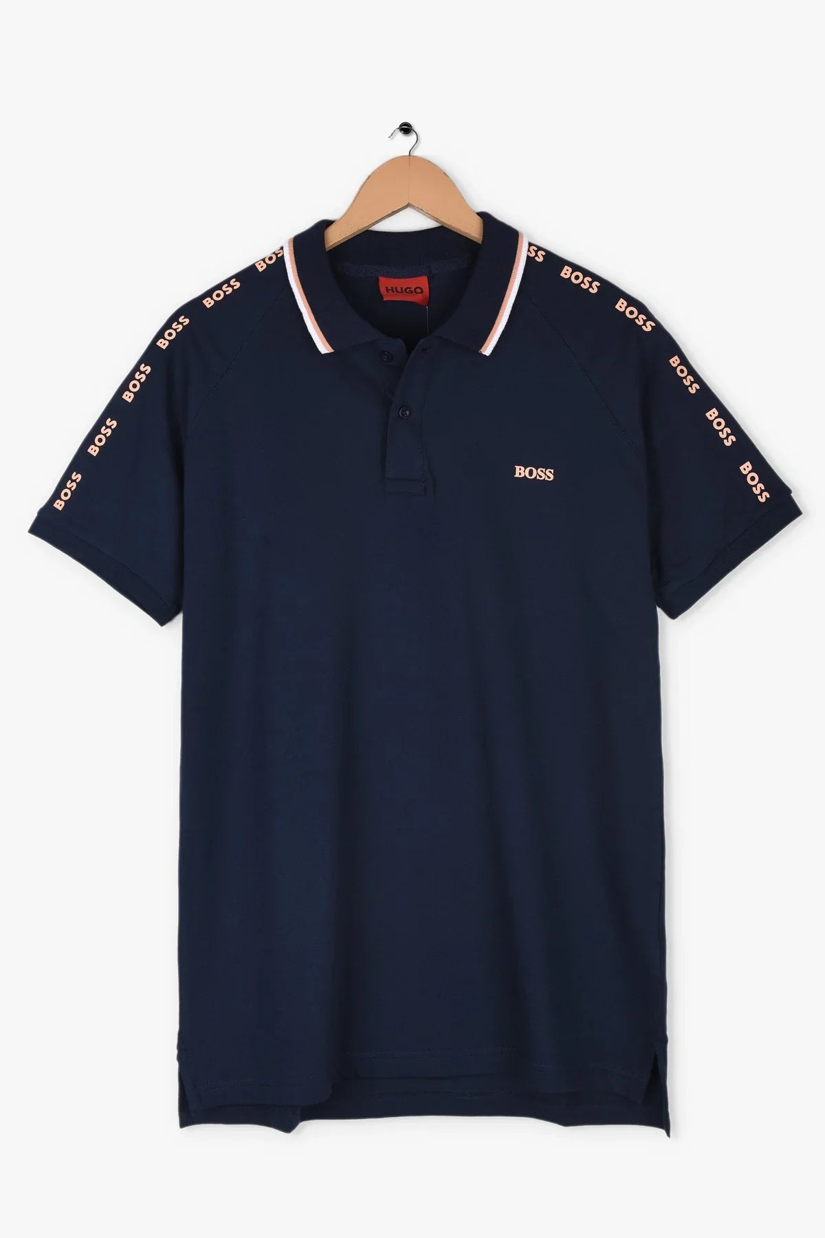 HGO BOS Imported Shoulder Contrast Trim Polo (Navy)