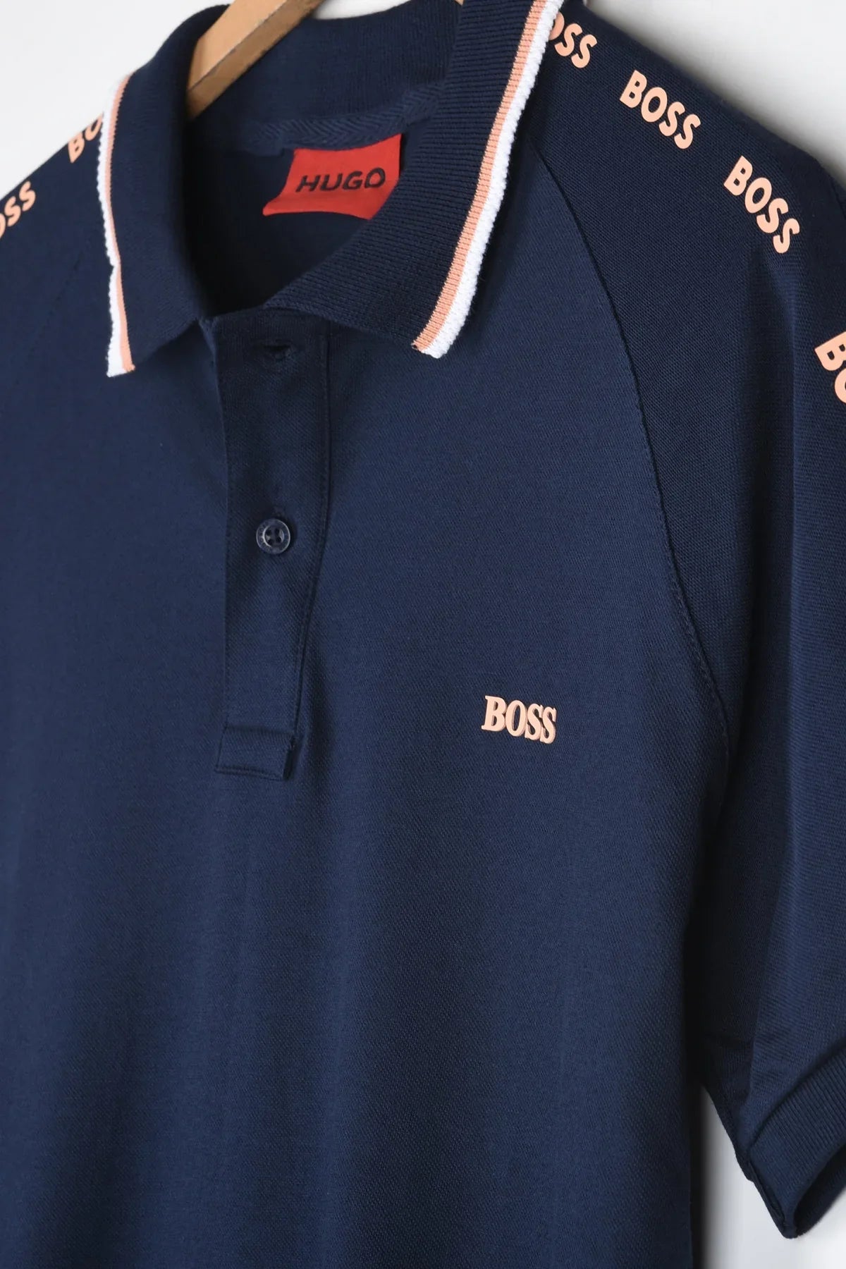 HGO BOS Imported Shoulder Contrast Trim Polo (Navy)