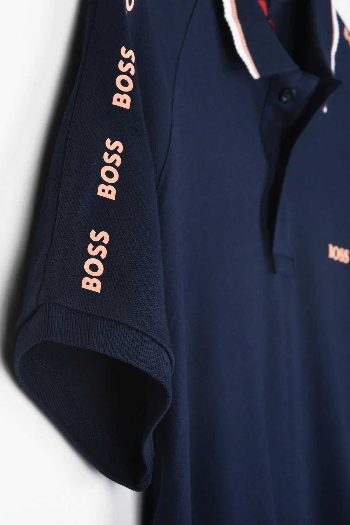 HGO BOS Imported Shoulder Contrast Trim Polo (Navy)