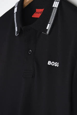 HGO BOS Imported Tipped Collar Polo (Black)