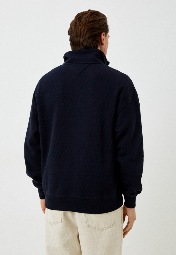 TH EMB HLFGR COTTON FLEECE ZIP-UP (NAVY BLUE)