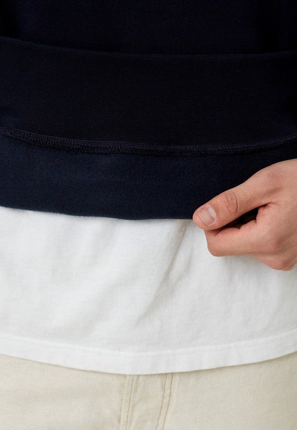 TH EMB HLFGR COTTON FLEECE ZIP-UP (NAVY BLUE)