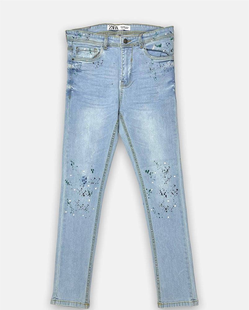 Z.A.R.A  Skinny Fit Denim Jeans Paint Splash