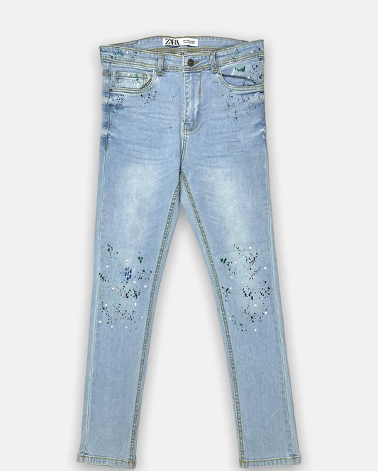 Z.A.R.A  Skinny Fit Denim Jeans Paint Splash