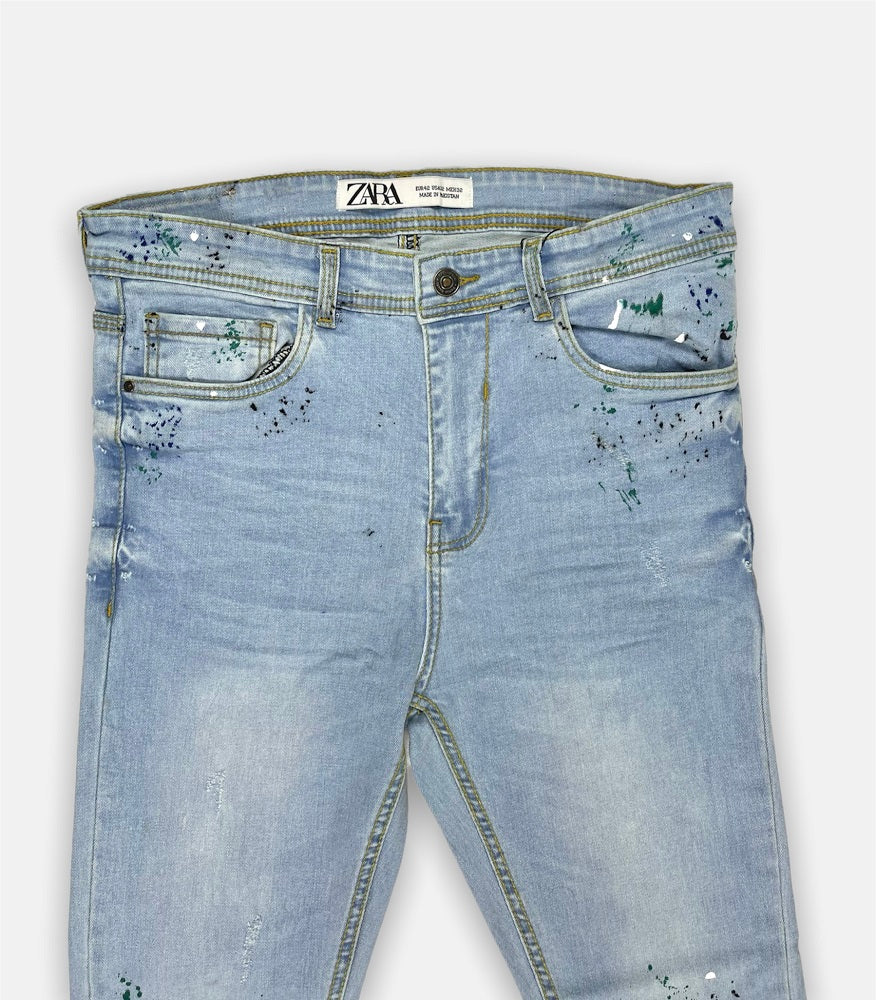Z.A.R.A  Skinny Fit Denim Jeans Paint Splash