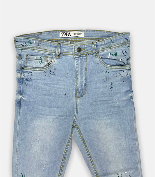 Z.A.R.A  Skinny Fit Denim Jeans Paint Splash
