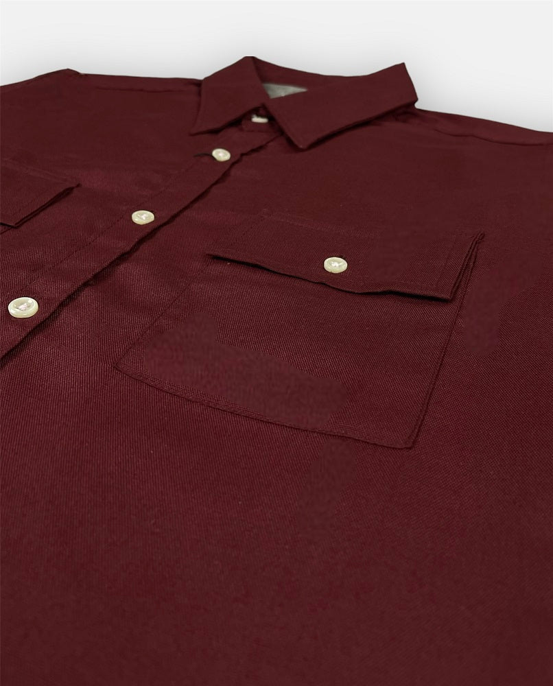 Z.A.R.A Premium Double Pocket Casual Shirt ( Maroon )