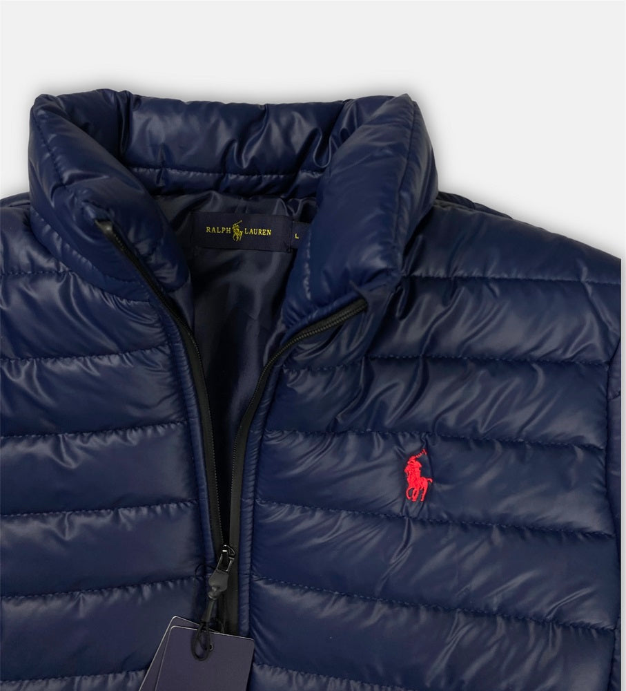 RL Full Sleeves Small Pony Puffer Jacket (Navy Blue)