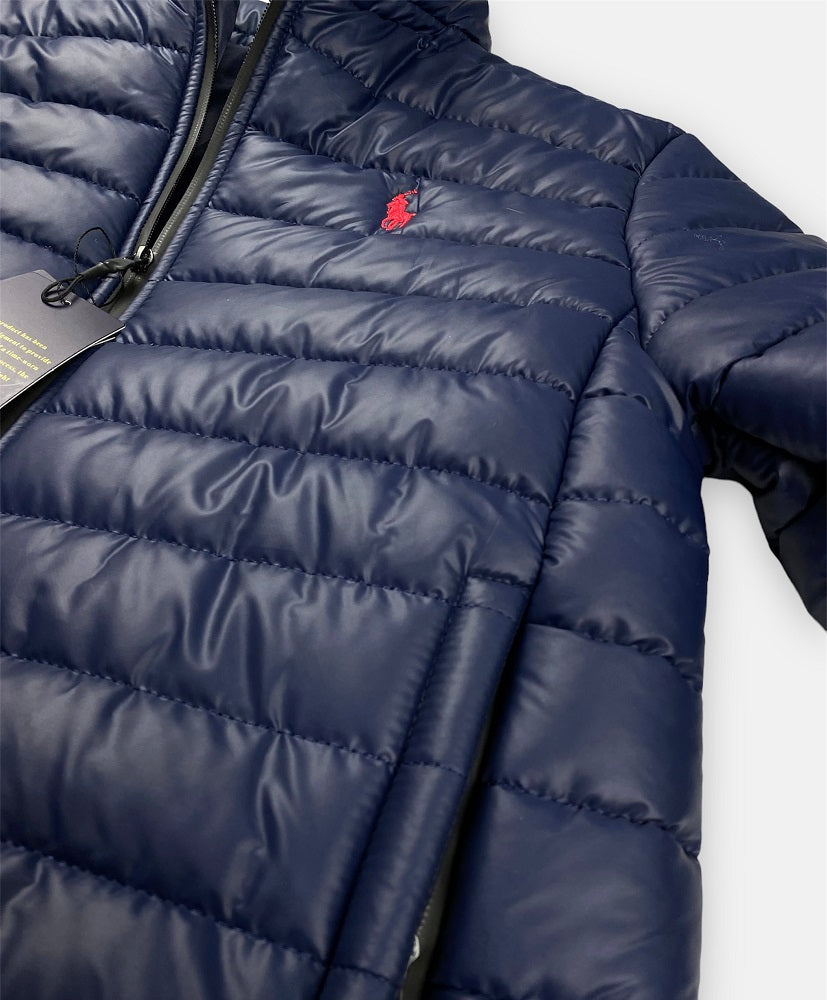 RL Full Sleeves Small Pony Puffer Jacket (Navy Blue)