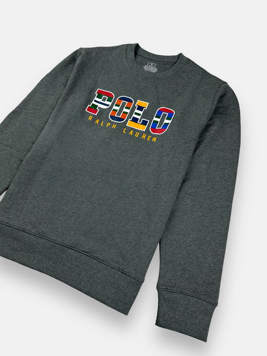 RL Multi Polo Cotton Terry Sweatshirt Charcoal Grey