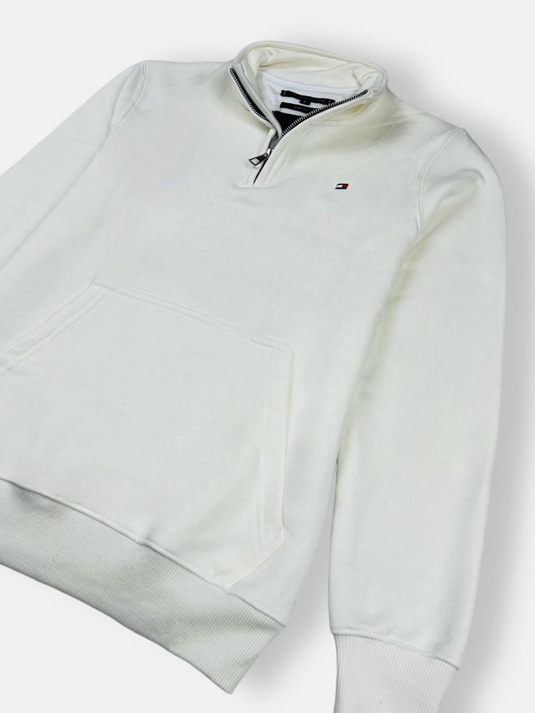 Tommy Premium Cotton Fleece Zip-Up (White)