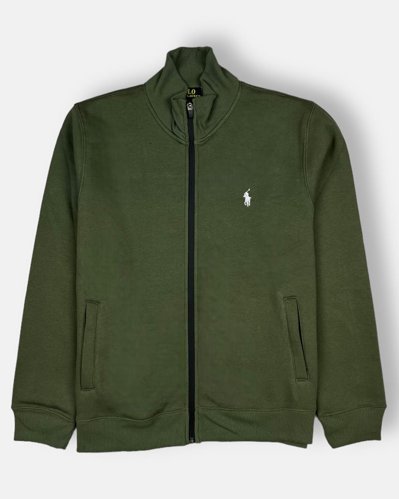 RL Premium Cotton Fleece Zipper Jacket (Olive Green)
