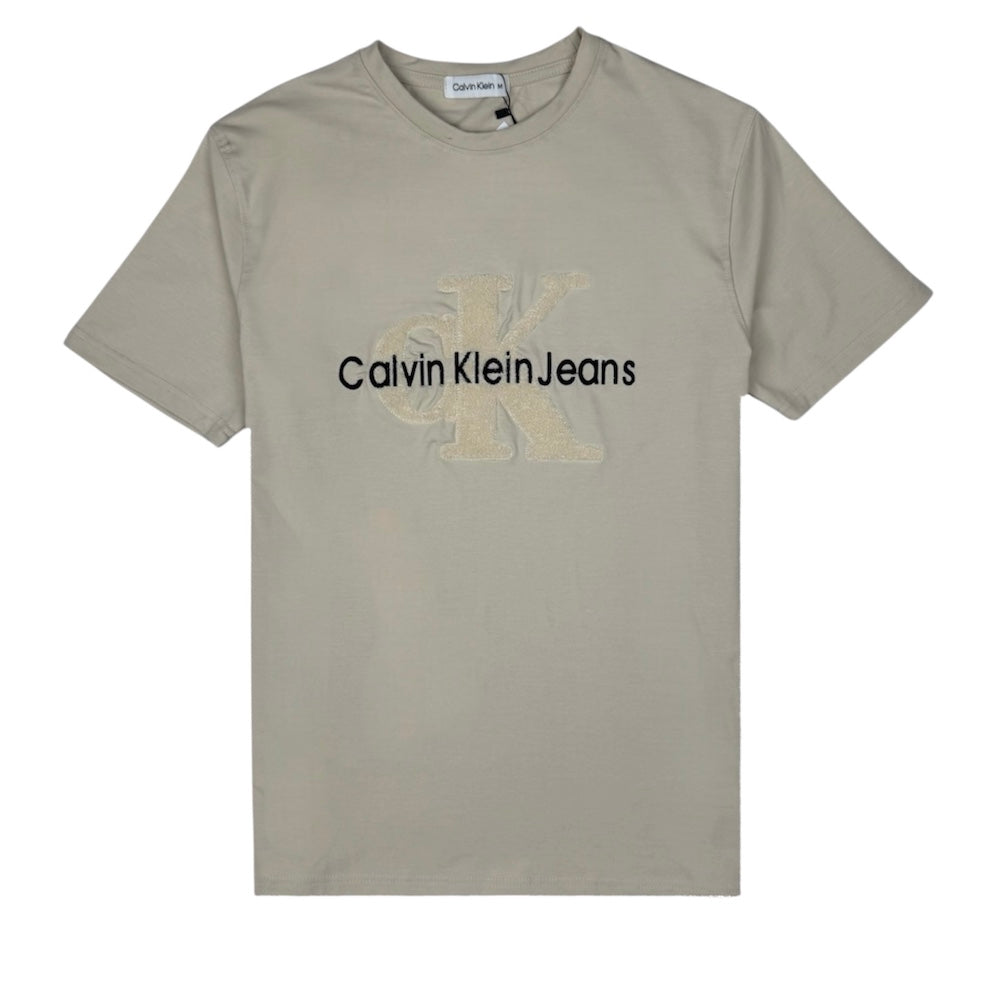 C.K PREMIUM TOWEL EMB COTTON T-SHIRT (STONE)