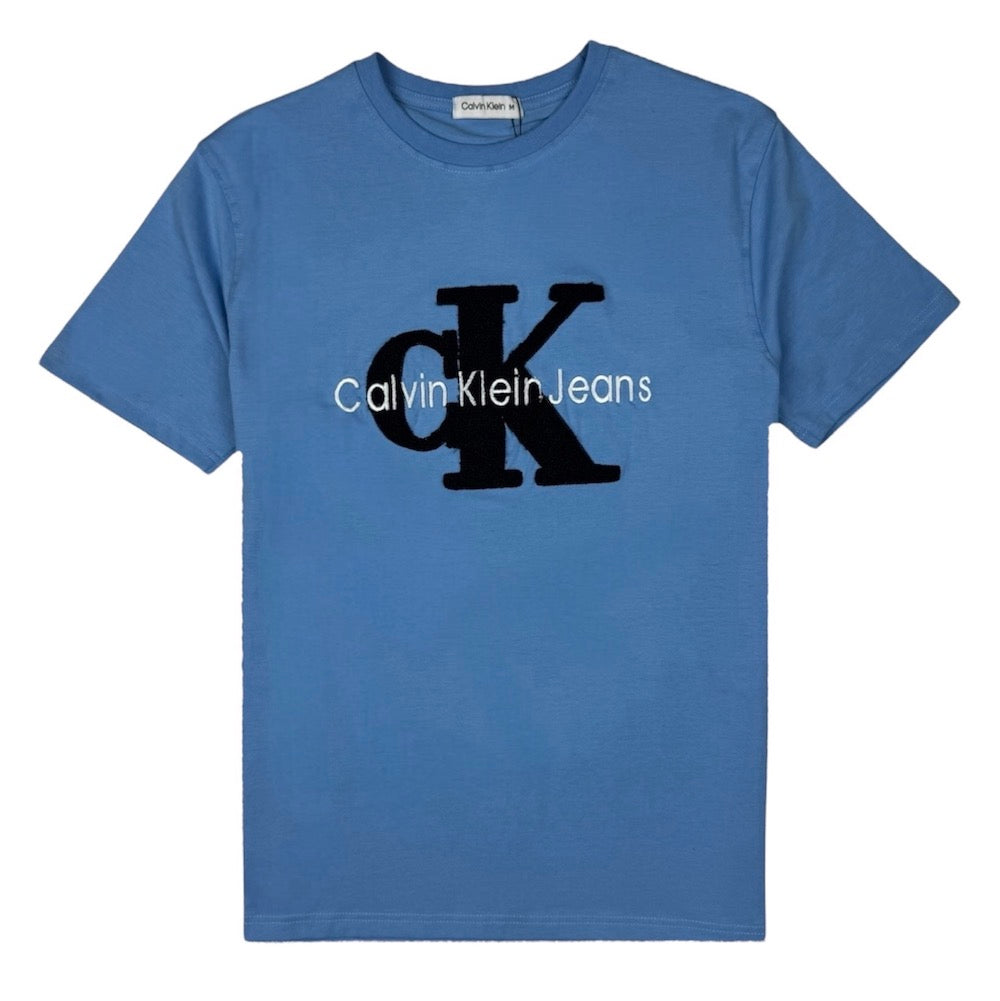 C.K PREMIUM TOWEL EMB COTTON T-SHIRT (SKY BLUE)
