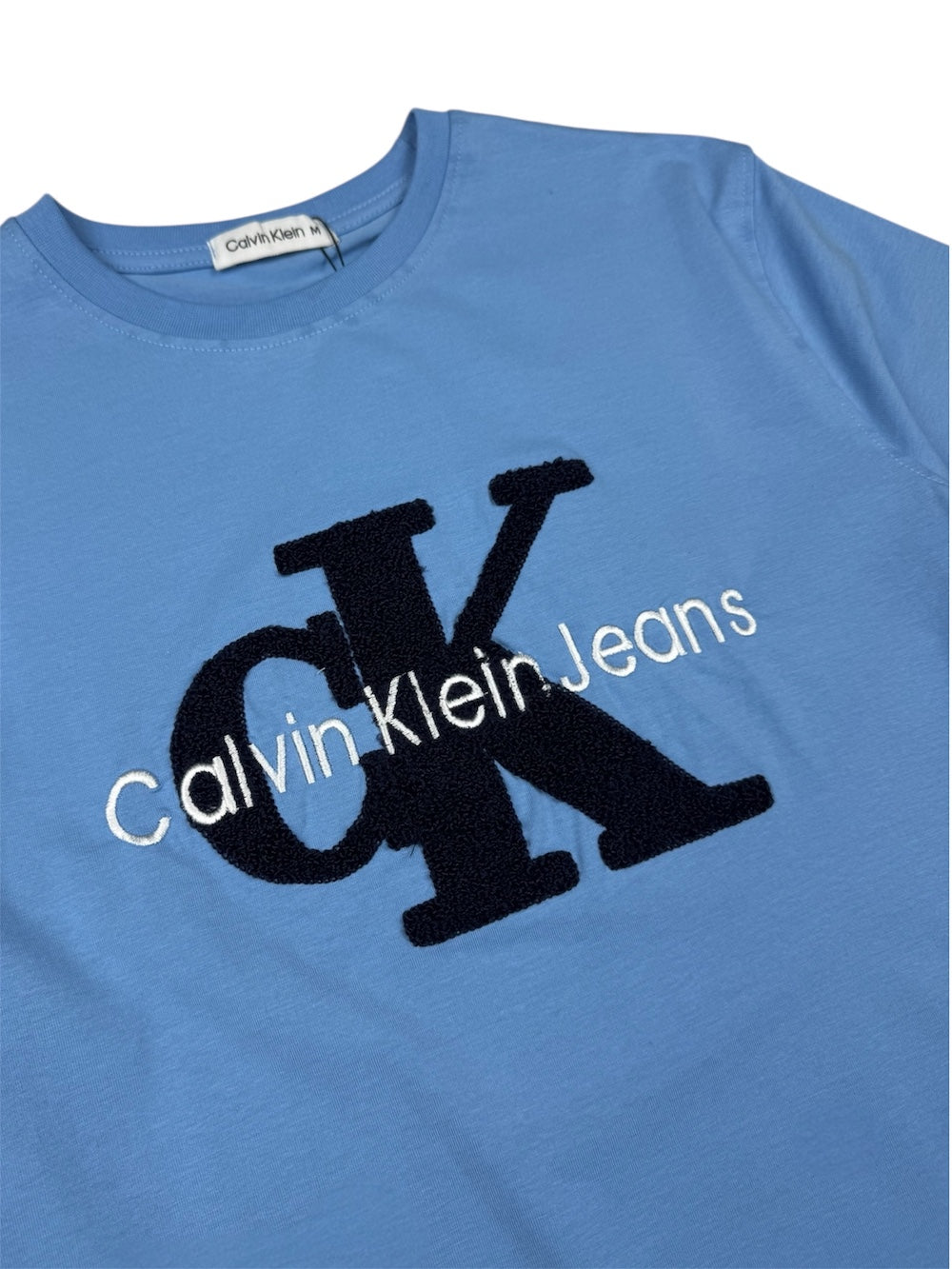 C.K PREMIUM TOWEL EMB COTTON T-SHIRT (SKY BLUE)