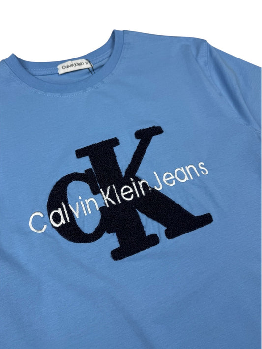 C.K PREMIUM TOWEL EMB COTTON T-SHIRT (SKY BLUE)