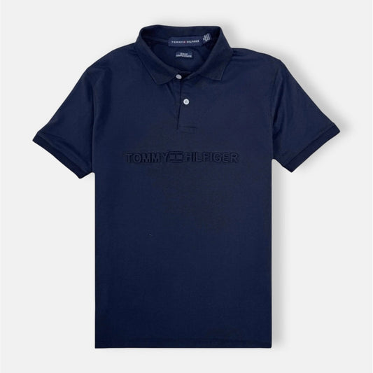 TH PREMIUM EMBOSSED LOGO POLO SHIRT (NAVY BLUE)