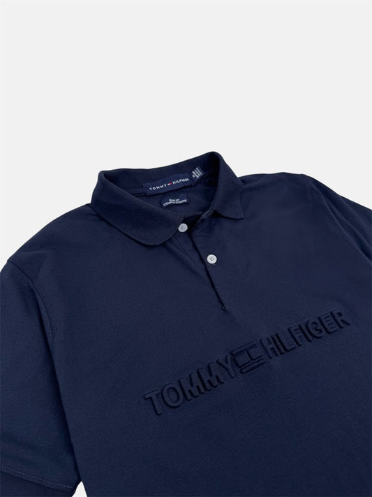 TH PREMIUM EMBOSSED LOGO POLO SHIRT (NAVY BLUE)
