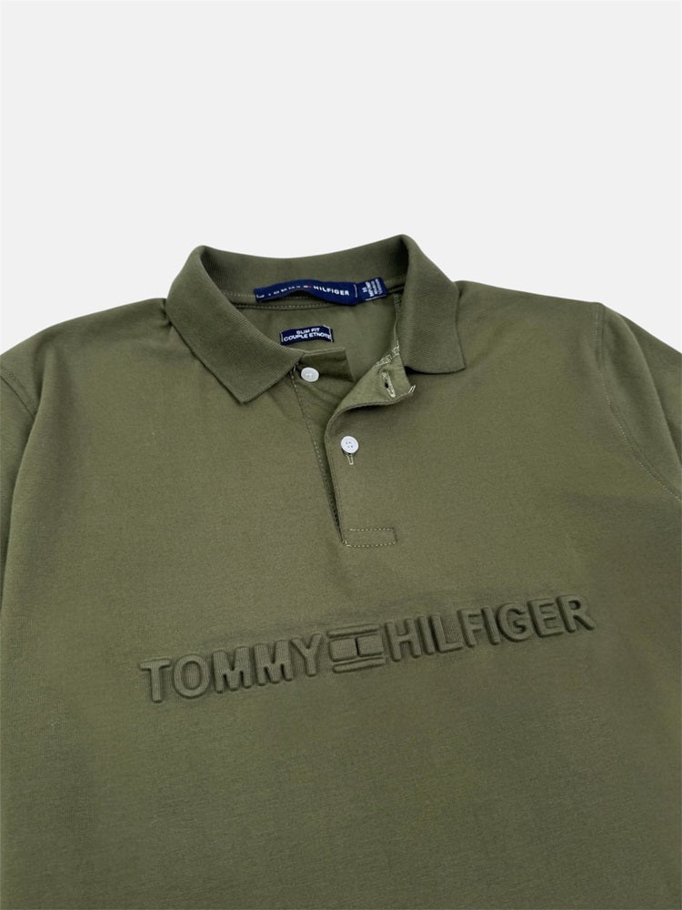 TH PREMIUM EMBOSSED LOGO POLO SHIRT (OLIVE GREEN)