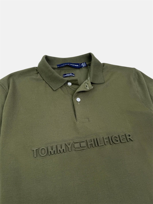TH PREMIUM EMBOSSED LOGO POLO SHIRT (OLIVE GREEN)