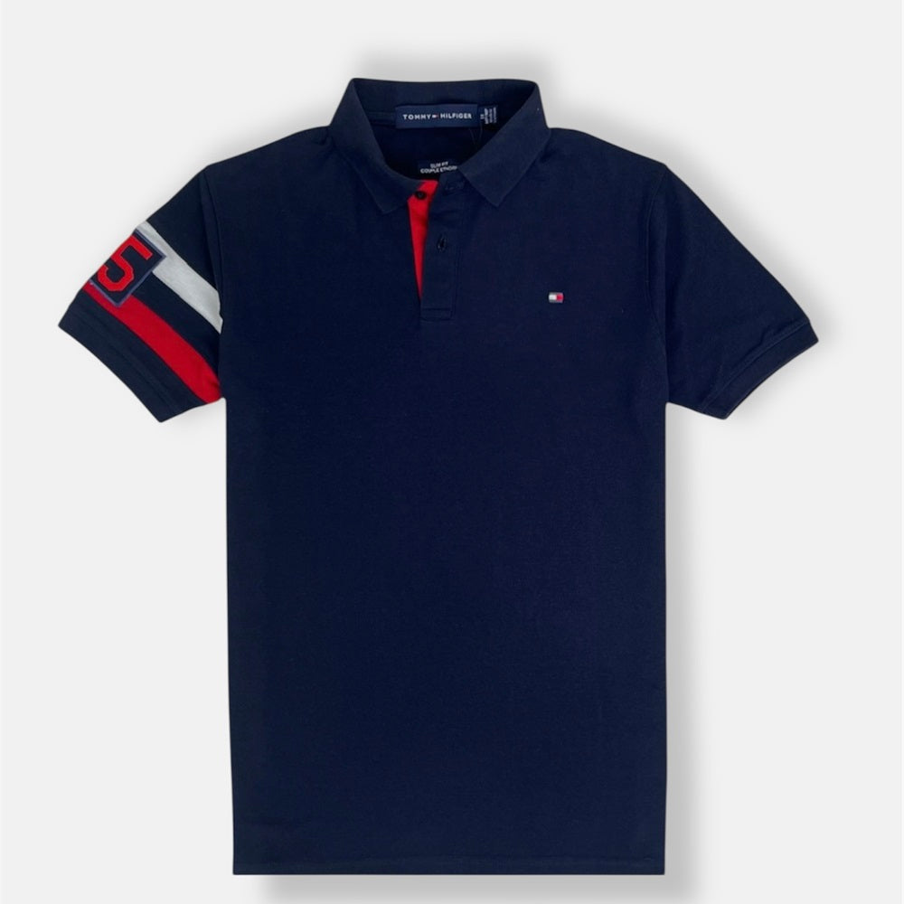 TH PREMIUM SLEEVE STRIPE POLO SHIRT (NAVY BLUE)