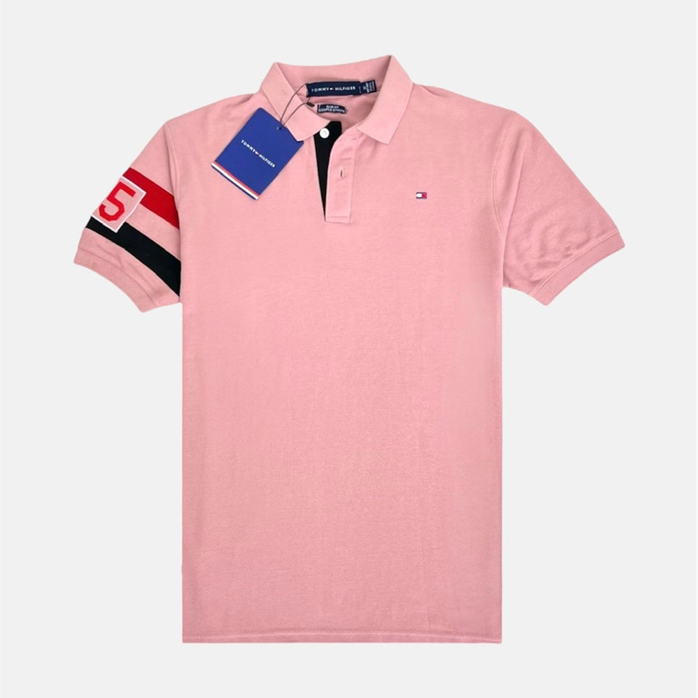 TH PREMIUM SLEEVE STRIPE POLO SHIRT (PINK)