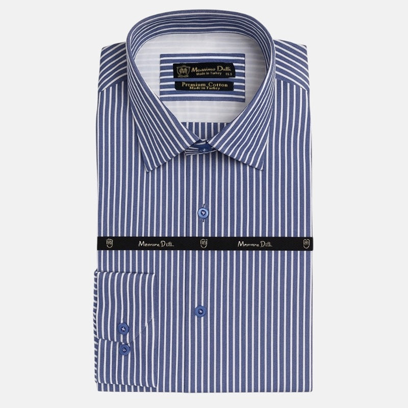 Mussimo Duti Imported Stripe Formal Shirt (Blue)