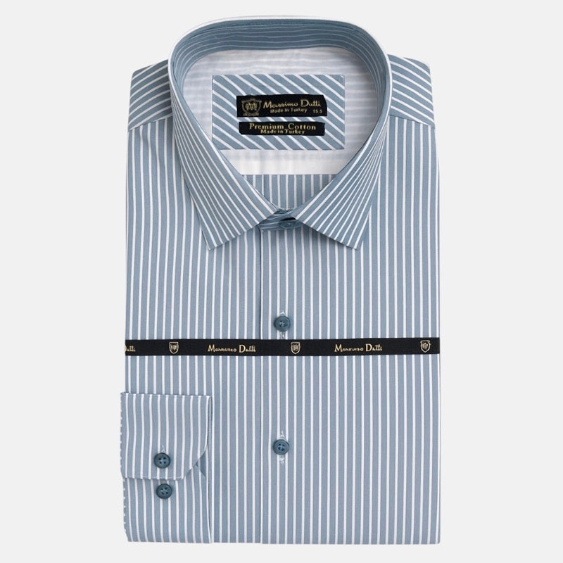 Mussimo Duti Imported Stripe Formal Shirt (Teal Blue)