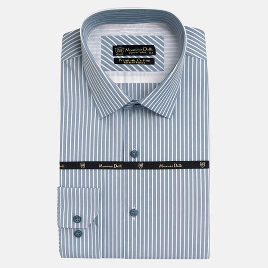 Mussimo Duti Imported Stripe Formal Shirt (Teal Blue)