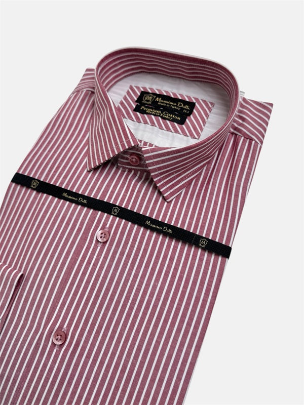 Mussimo Duti Imported Stripe Formal Shirt (Burgundy)