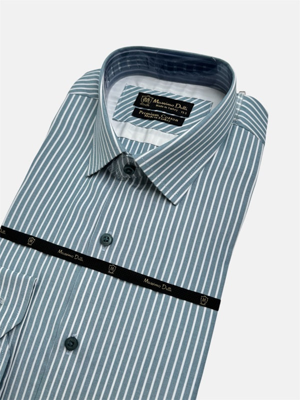 Mussimo Duti Imported Stripe Formal Shirt (Teal Blue)