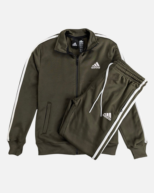 Addas Imported polyester Fleece Tracksuit (Olive Green)