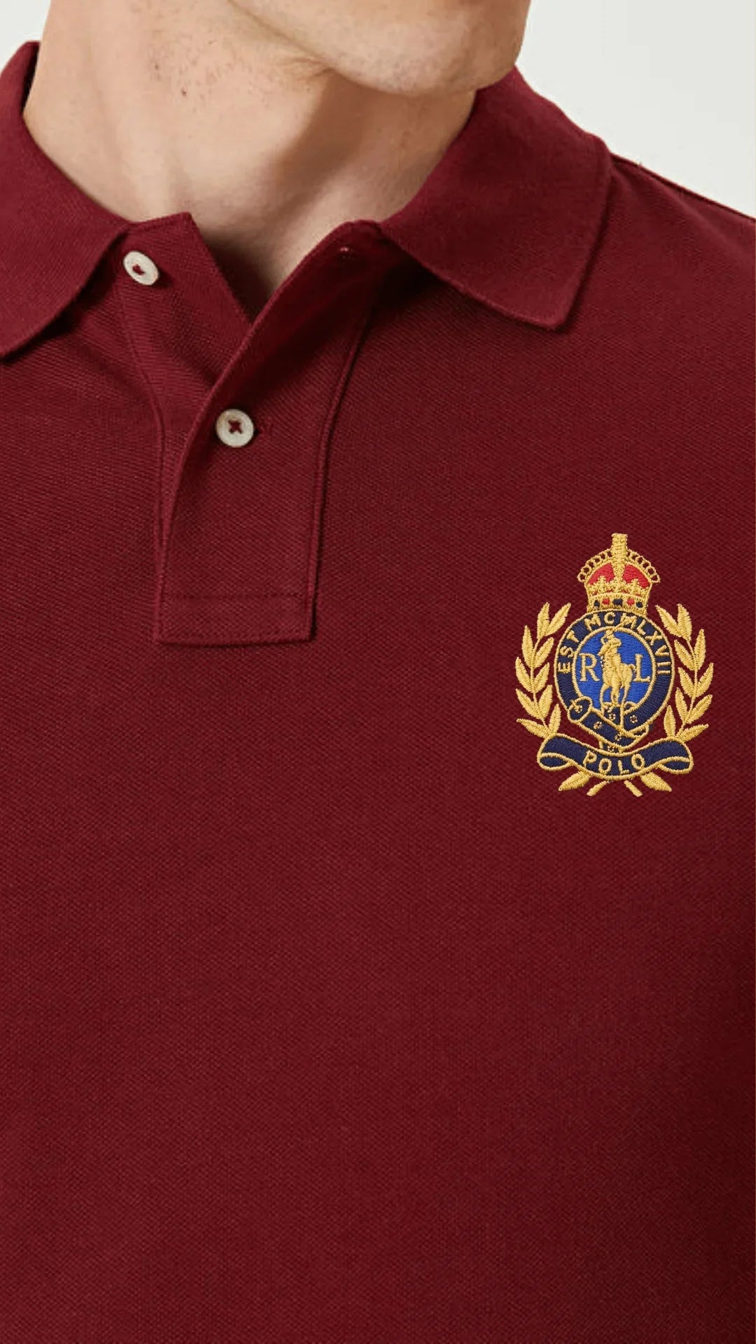 RL LIMITED EDITION FRONT/BACK EMBROIDERY POLO SHIRT (MAROON)