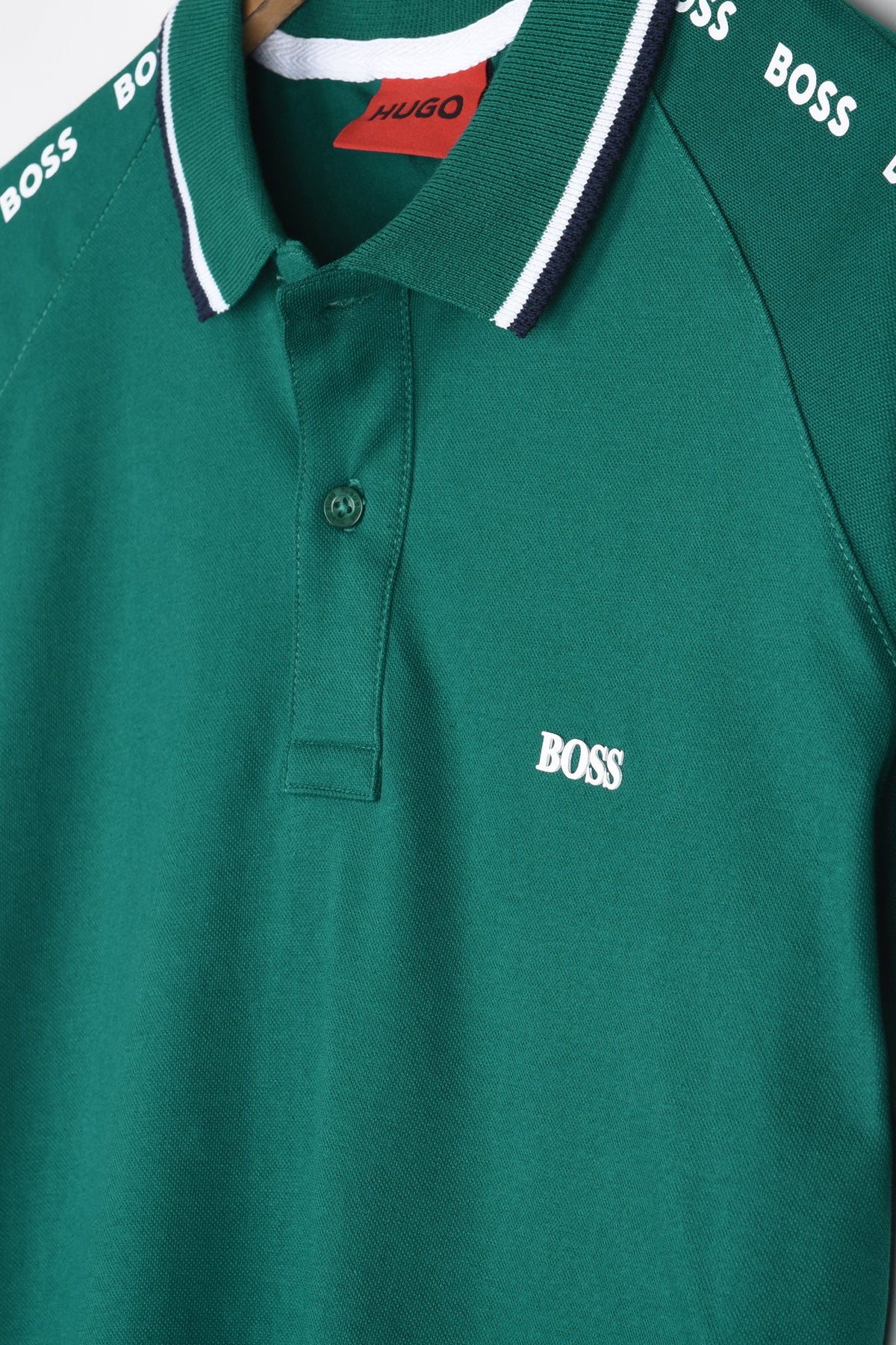 HGO BOS Imported Shoulder Contrast Trim Polo (Green)