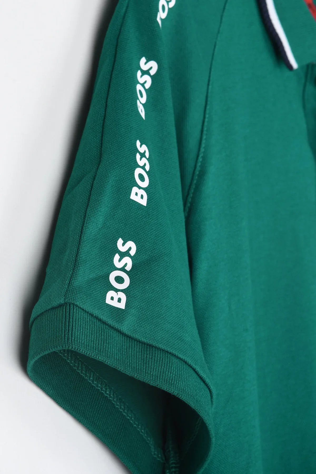 HGO BOS Imported Shoulder Contrast Trim Polo (Green)