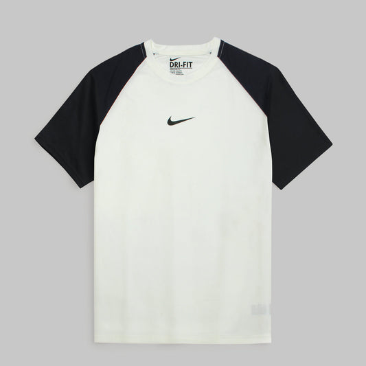 NKE Imported Mesh Shoulder Dri Fit T-Shirt (White & Black)