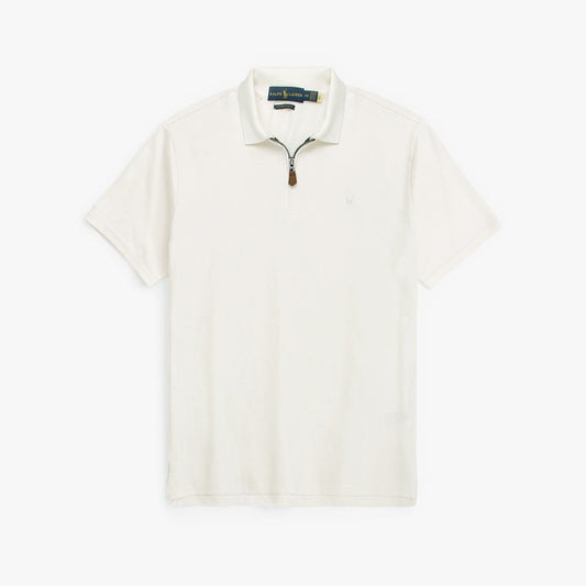 RL Premium Small Pony Zip Up Polo shirt (Off White)