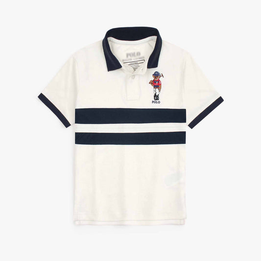 RL Kids Premium Paneled Bear Polo Shirt (White)