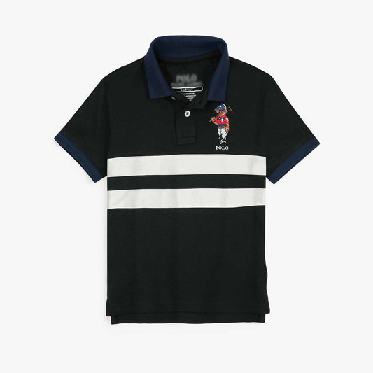 RL Kids Premium Paneled Bear Polo Shirt (Black)