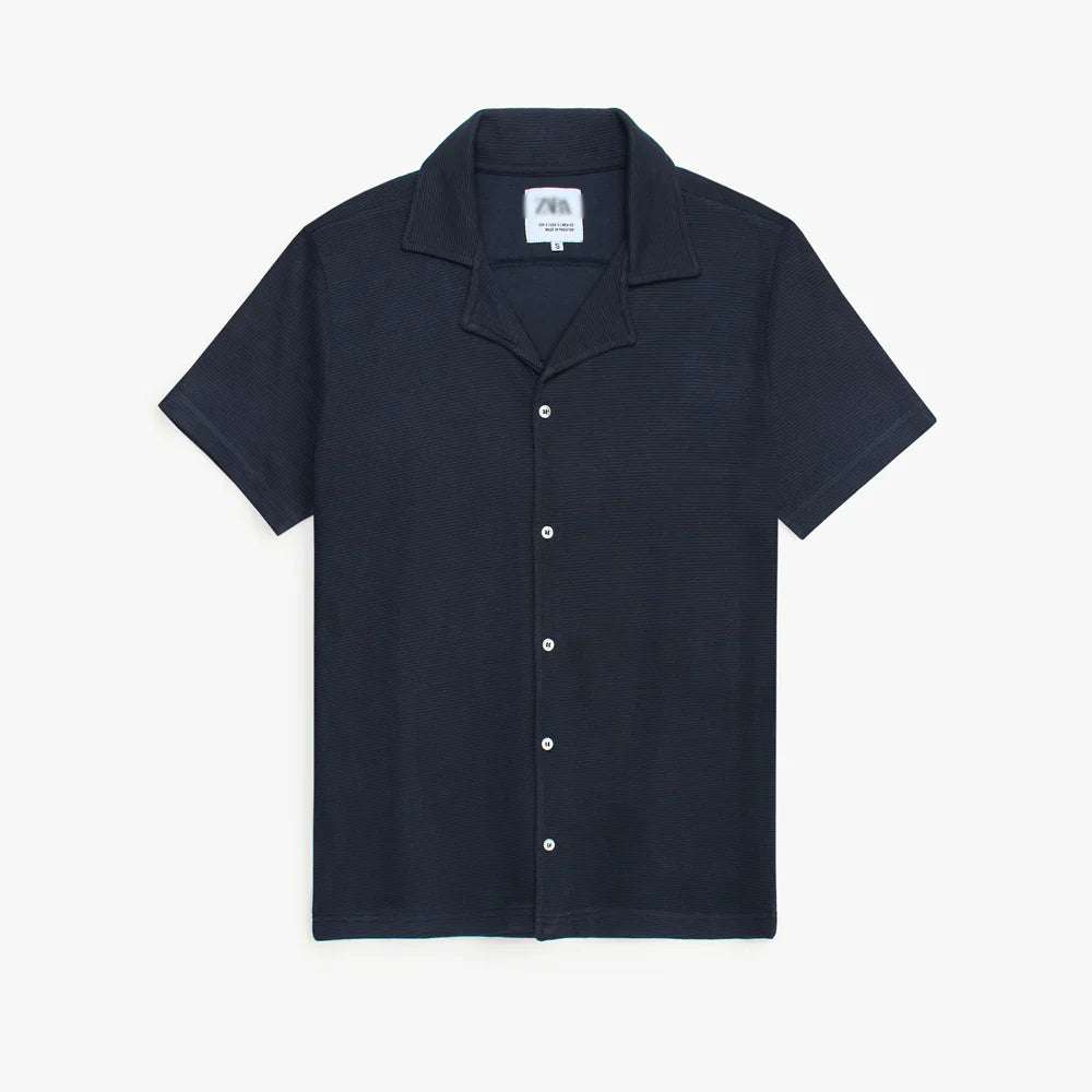 Z.A.R.A BASIC MEN'S CUBAN COLLAR CASUAL SHIRT (NAVY BLUE)