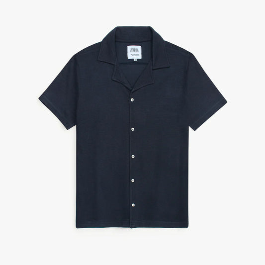 Z.A.R.A BASIC MEN'S CUBAN COLLAR CASUAL SHIRT (NAVY BLUE)