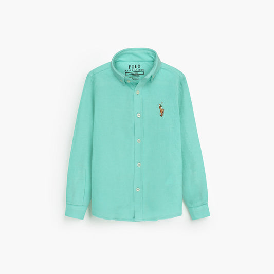 RL IMPORTED KID'S OXFORD BUTTON CASUAL SHIRT (TURQOISE)
