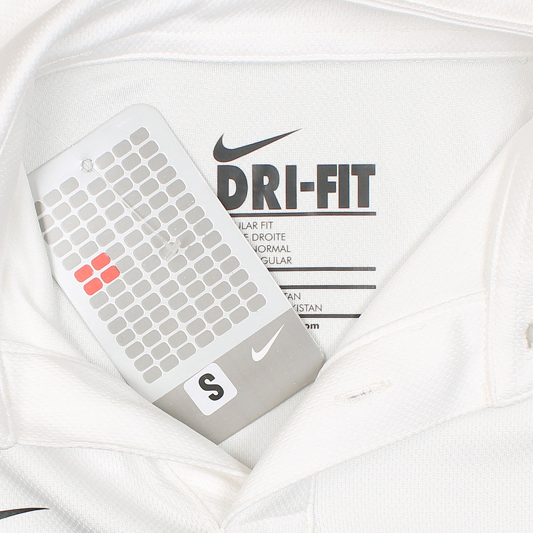 NKE PREMIUM MESH DRI-FIT PANALED POLO SHIRT (WHITE/BLACK)