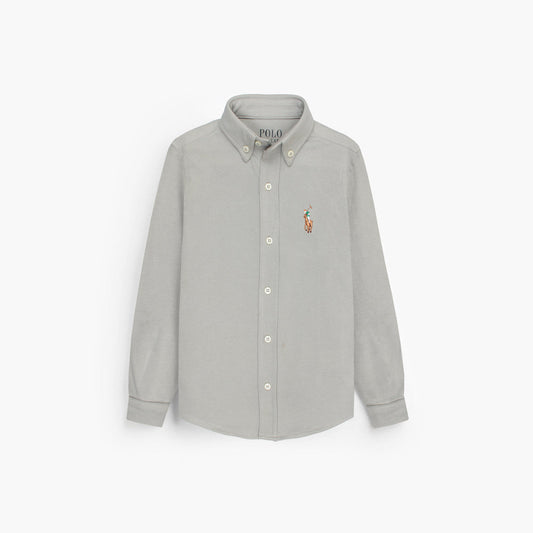 RL IMPORTED KID'S OXFORD BUTTON CASUAL SHIRT (HEATHER GREY)
