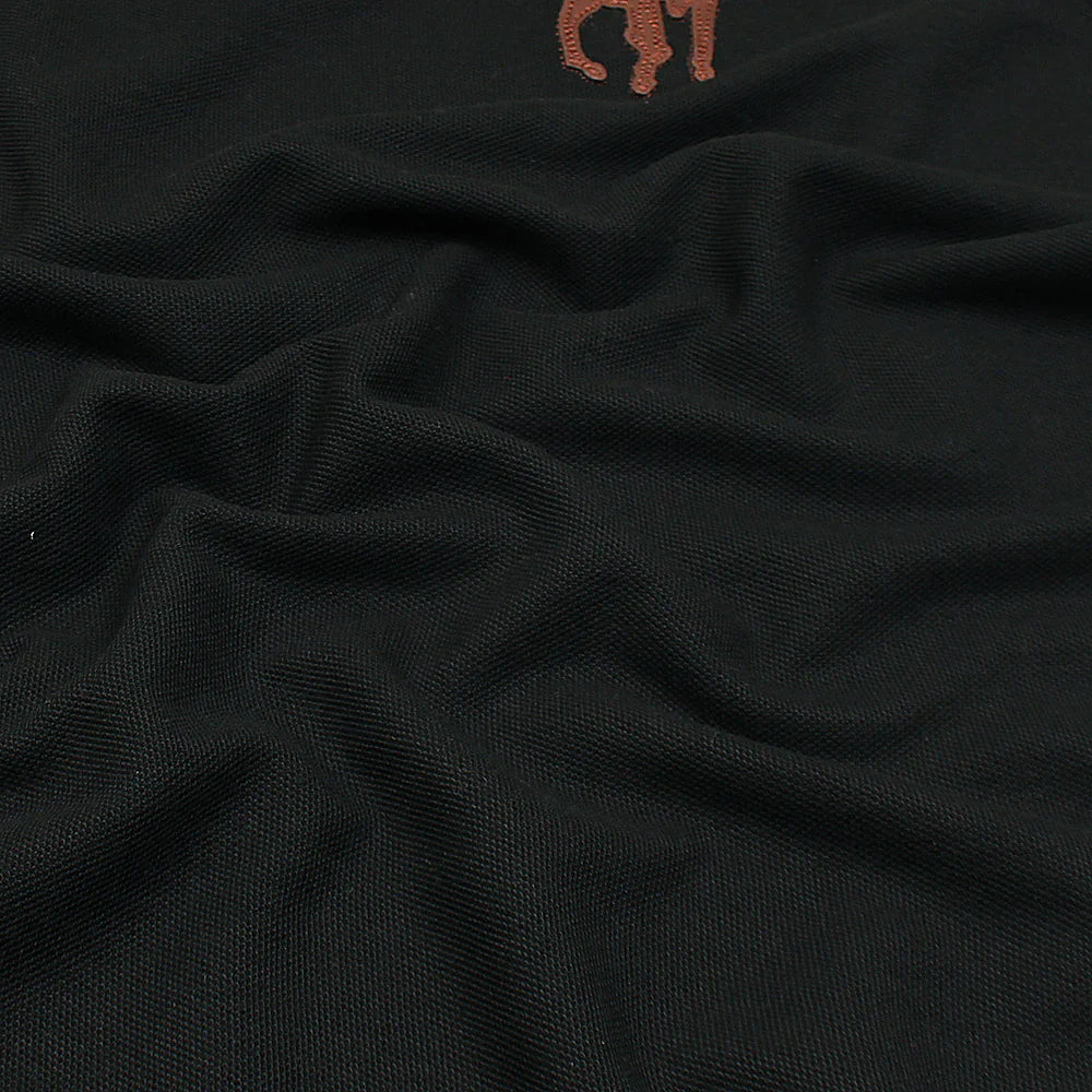 RL PREMIUM LEATHER BIG HORSE POLO SHIRT (BLACK)