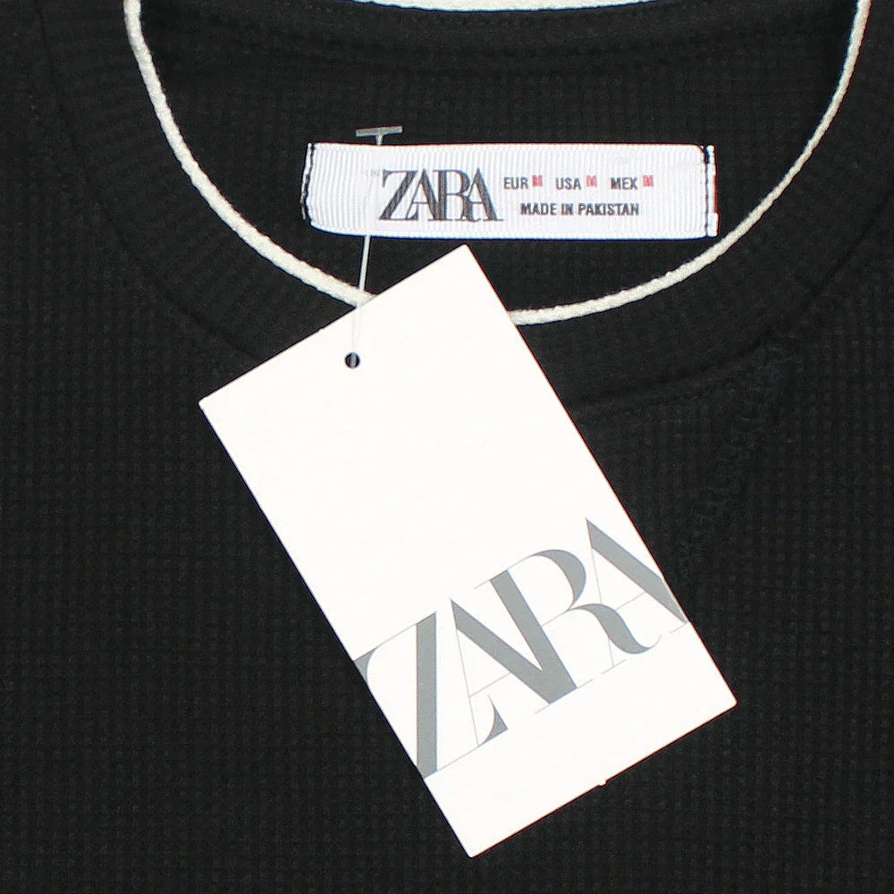 Z.A.R.A PREMIUM THERMAL COTTON CONTRAST TRIM SWEATSHIRT (BLACK)