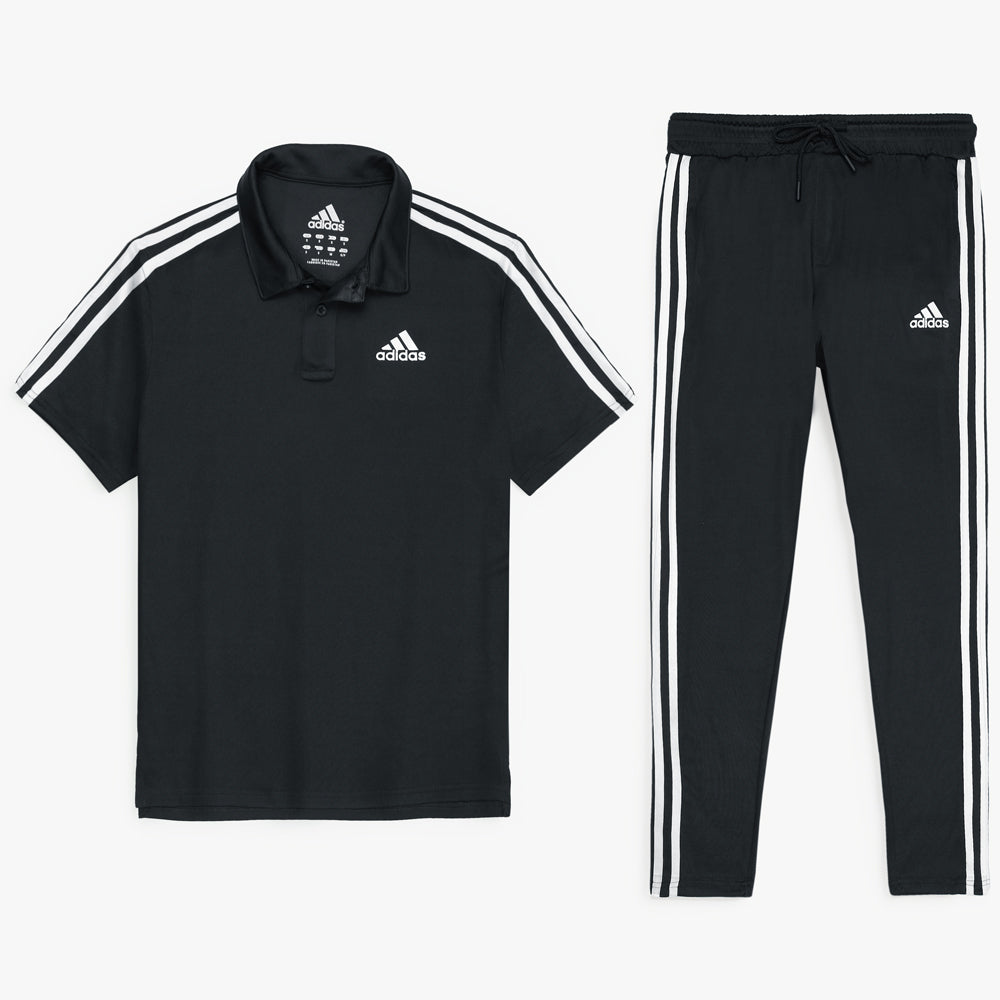 ADDAS PREMIUM MESH DRI-FIT 3 STRIPE TRACKSUIT (BLACK)
