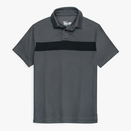 NKE PREMIUM MESH DRI-FIT PANALED POLO SHIRT (GREY/BLACK)